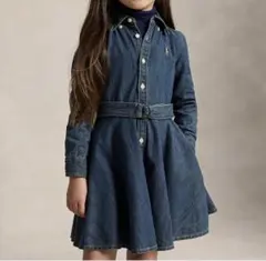 ラルフローレン ベルテッド コットン デニム シャツ ドレス ワンピース 　3T