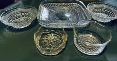 未使用　昭和レトロ　ガラス皿 いろいろ　全部で５点です