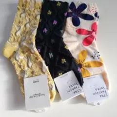 ETNA 韓国お洒落な花柄ソックス 3足セット