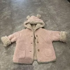 ピンク ニット フード付きアウター6～12m
