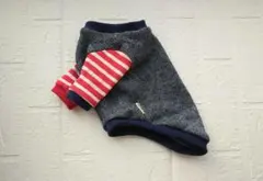 犬服ハンドメイド　長袖トレーナー　霜降りネイビー　ゆったりＭ