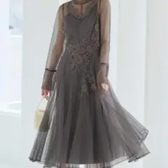【週末価格】RUIRUE BOUTIQUE チュールフレアワンピース L