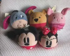 ディズニー　ミッキー、ミニー、プー、ピグレット、イーヨ　丸いぬいぐるみ