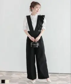 新品 fitmore フロッキードットハイウェストサロペット Mサイズ - メルカリ