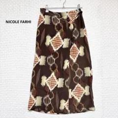 【シルク】 NICOLEFARHI ニコルファーリ 総柄 シルク ロングスカートのサムネイル
