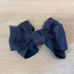 シフォンリボン　ヘアクリップ　ネイビー