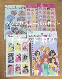 ディズニー　プリンセス シール　シール帳　 5点　１セット限り　キラキラ