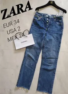 A9522★ZARA★美品↩︎カットオフテーパードdenimハイウエスト♡大人綺麗