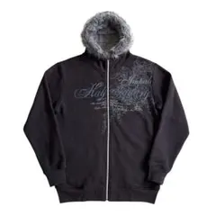 00s grunge ファーパーカー エンブレム fade dark y2k