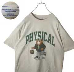 グッドデザイン古着バスケットボールベアービッグプリントTシャツゆったりサイズ