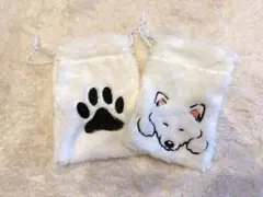 サモエド　もふもふ巾着　にくきゅう柄