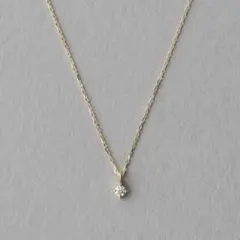 N100 ネックレス 一粒CZダイヤ 4mm 6爪 プラチナコート シルバー 