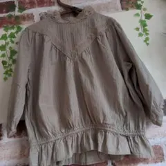 SM2 スタンドカラードビーレース 裾フリル プルオーバーブラウス