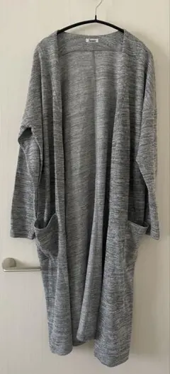グレー ロングカーディガン ポケット付き