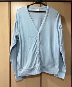 カーディガン Vネック ブルー 青 ライトブルー 長袖