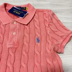 新品タグ付き ポロラルフローレン ケーブルニット ポロシャツ ピンク S 半袖