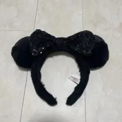 ミニー カチューシャ スパンコール もこもこ ブラック 東京ディズニーリゾートー