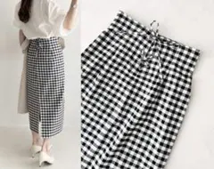 S ギンガム　レースアップナローミディースカート　リランドチュール　スナイデル