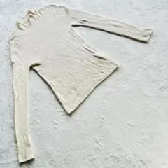 良品 春秋 UNIQLO 【M】 リブニット 薄手 アイボリー 日本製