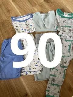 90 部屋着　夏　綿100 パジャマ　まとめ　セット 2T 男の子　腹巻き　半袖