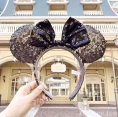 ディズニー ミッキー耳カチューシャ 黒とシルバー