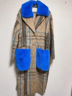 アズノウアズ ロングコート モヘア混 取り外しファー付き