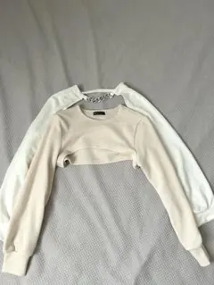 長袖 ボレロ アンサンブル クロップド丈 アームカバー ショート丈 チェーン 白