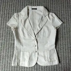 値下げ!!　COMME CA ISM アイボリー ショートスリーブジャケット Ｌのサムネイル