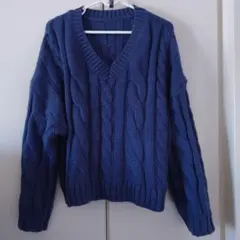 DAZY ネイビー ケーブルニットセーター 長袖