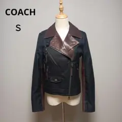 COACH　ライダースジャケット　ラムレザー　ダブル　切替　ターンロックのサムネイル