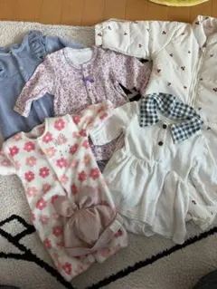 【美品】ベビー服 5点+帽子セット 女の子 50-80cm 冬タイプ