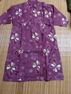 浴衣 単品 花柄 ボルドー系チュニック