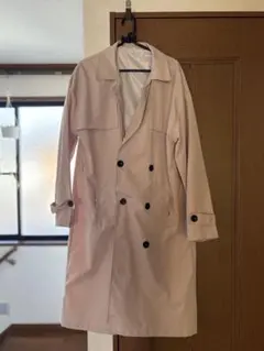 ピンクベージュ トレンチコート ダブルボタン