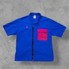 NIKE ACG 半袖ナイロンシャツ フロントジップ メッシュポケット L 美品のサムネイル