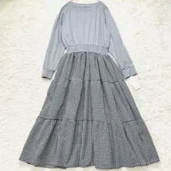 【未使用タグ付♡】tocco ギンガムチェック　ドッキングワンピース　ロング　M