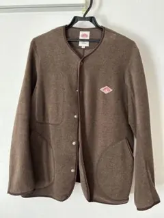 DANTON ノンカラー フリースジャケット サイズ40 ブラウン