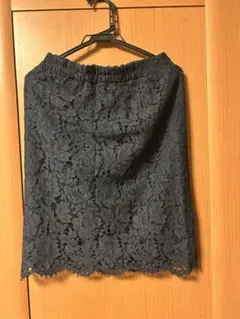 総レース タイトスカート ネイビーウエストゴム