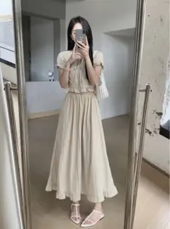 グレイル リボンフリルブラウス×フレアロングスカートセットアップ[sd138]