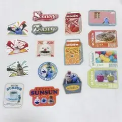 パペットスンスン キラキラダイカットステッカー　16枚セット