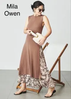 Mila Owen スカートレイヤードノースリニットワンピース