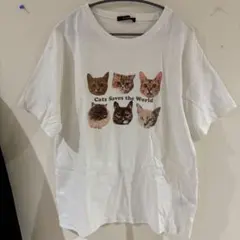 猫プリントTシャツ