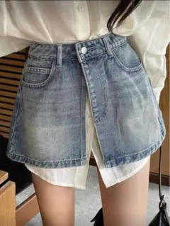 SHEIN レイヤード デニム ミニスカート Y2K