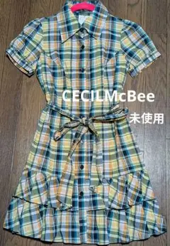 セシルマクビー★チェック柄 半袖ワンピース★新品未使用タグつき