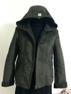 【値下げ】美品♪ HANG TEN ムートン調 ボアフードジャケット　深緑