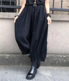 ワイド シルエット バルーン パンツ コクーン パンツ ユニセックス ブラック