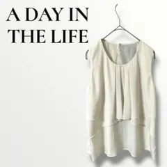 A DAY IN THE LIFE ホワイト ノースリーブ シャツ フリル付　F