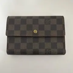 Louis Vuitton ダミエパターン 三つ折り財布 ブラウン/ブラック