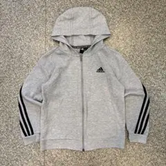 【300オク】② adidas キッズ ジップパーカー グレー 150 美品