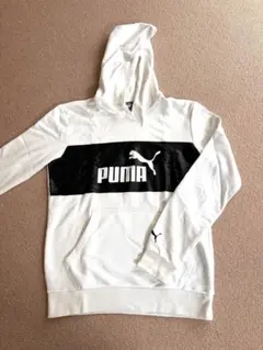 PUMA フード付きパーカー S ホワイト/ブラック