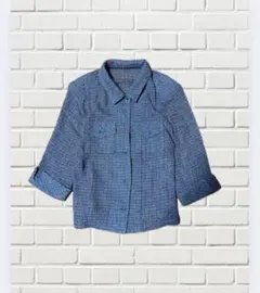 ノーカラーシャツジャケット 青系【送料無料】